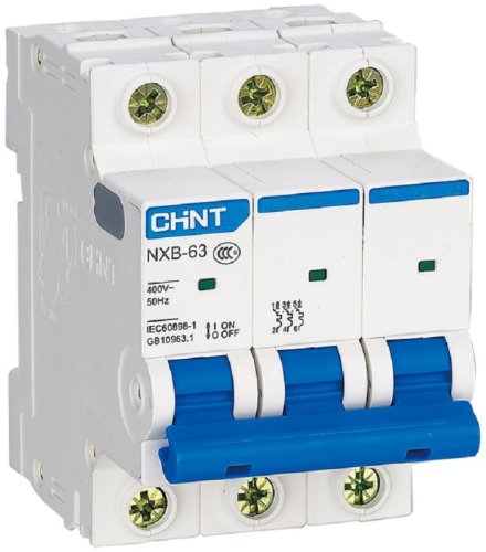 Выключатель автоматический CHINT NXB-63S 3п 50А B 4.5кА фото Выключатель автоматический CHINT NXB-63S 3п 50А B 4.5кА картинка